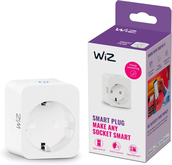 WiZ - Enchufe inteligente con medidor de consumo, Control inteligente a través de Voz/App, compatible con Alexa y Google Home y Tecnología SpaceSense