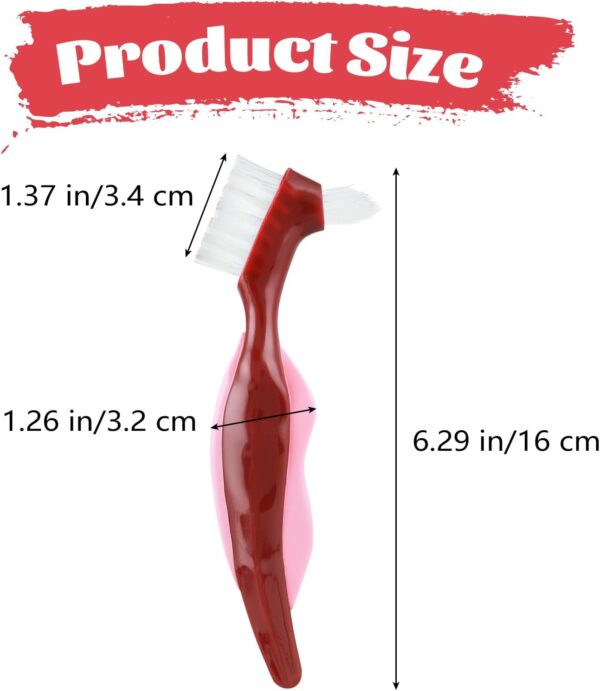 Qianyu 2 cepillos de dientes duros para dentaduras postizas de cerdas multicapa, herramientas de limpieza de dentaduras postizas portátiles, cepillo retenedor de cuidado dental de doble cara para - Image 4