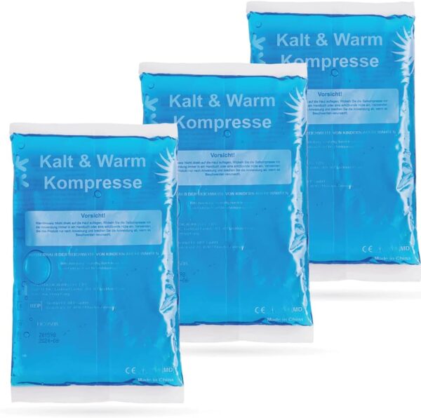 IEA Medical Compresas frías y calientes | Set de 3 | M | 12x20 cm | Compresas frías para contusiones, picaduras de insectos y otras lesiones | Almohadilla de gel refrigerante reutilizable