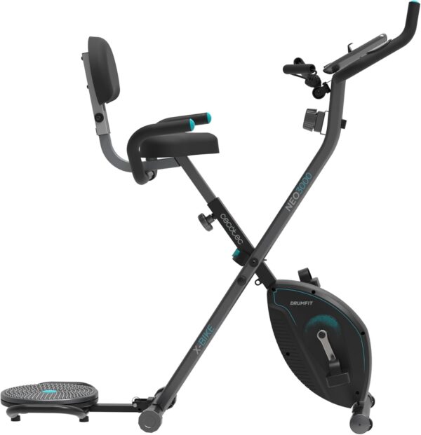 Cecotec Bicicleta Estática Plegable con Volante de Inercia X-Bike, Sistema Silence Fit, Con y Sin Respaldo, Manillar y Sillín Regulable, Pulsómetro, Pantalla LCD, Soporte dispositivos, Ruedas