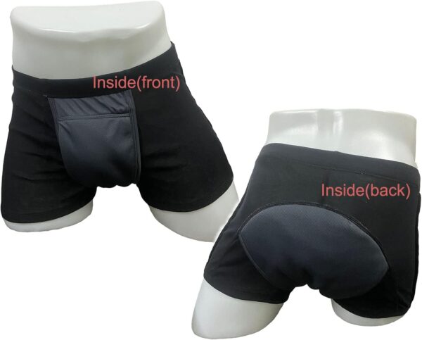 Ropa interior lavable para incontinencia para hombres, adultos, pacientes, reutilizables, transpirables, para adultos, próstata (Negro, XL) - Image 7