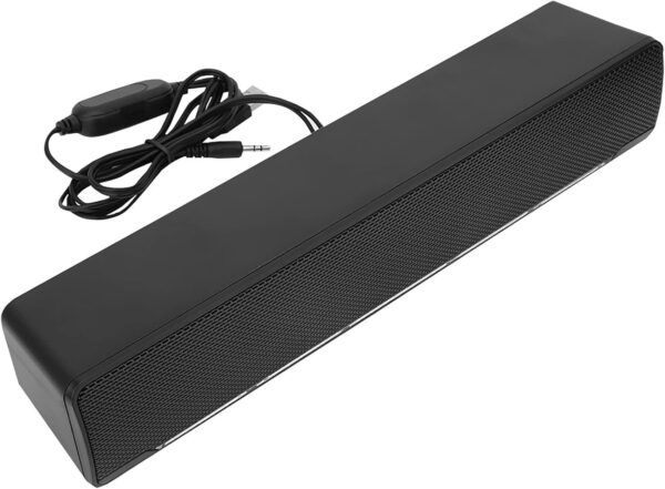 Denash Altavoz con Cable USB, Escritorio Sonido Envolvente de Sonido estéreo 3D con una Entrada de luz LED de 3.5mm para PC/Tableta/teléfono Inteligente(Negro) - Image 8