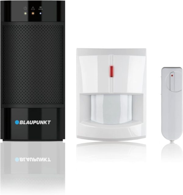 Blaupunkt Q3000 Kit de Alarma inalámbrica IP para casa, local, oficina. Sistema inteligente de seguridad sin cuotas. Antirrobos y okupas. Incluye panel de control, sensor para puertas y ventanas DC-S4, detector PIR de movimiento IR-S4. Recibe alertas en tu móvil. Funciones de domótica configurables. Fácil de instalar DIY