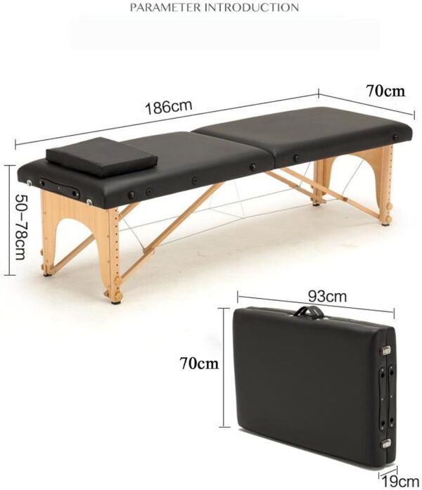 Cama de spa portátil para extensiones de pestañas y masajes, plegable, ajustable, ligera, incluye bolsa de transporte, 2 secciones, equipo profesional de salón de belleza - Image 8