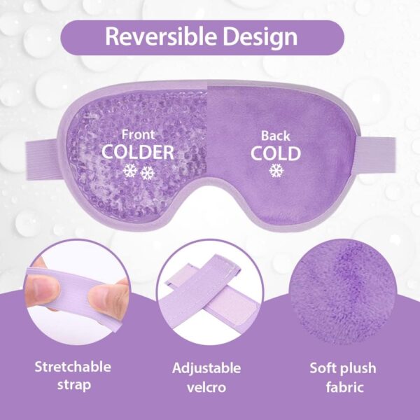 NEWGO Máscara de Gel para Ojos – Reutilizable Antifaz para ojos Fríos Máscara Relajante para Ojos Hinchados, migrañas, secos, orzuelos, Blefartitis, ojeras, hinchazón y más - Morado - Image 3
