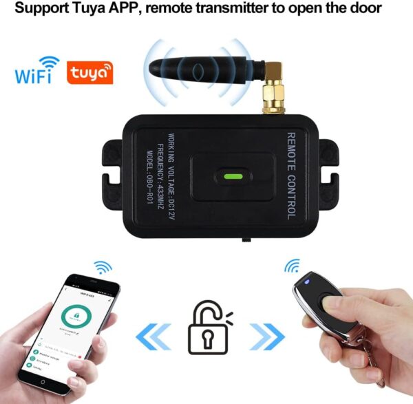 QTTYELOK Kit de Sistema de Control de Acceso WiFi Tuya Abrepuertas Inalámbricas, Desbloqueo Remoto Control App de Teléfono Inteligente (Kit Sin Cerradura) - Image 2