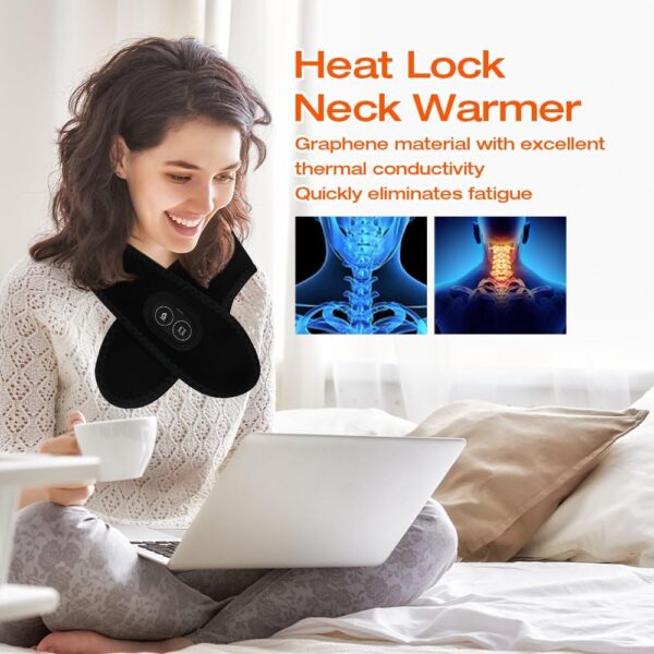 XPJBKC Almohadillas térmicas para aliviar el dolor de cuello y hombros, calentador de cuello con calefacción USB para dolor, almohadilla térmica de cuello con 3 niveles de calor y masaje, almohadilla - Image 4