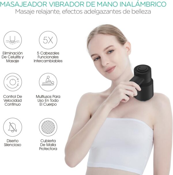 VOYOR-HEALTH Masajeador Anticelulitico, Eléctrico Juego de Masajeador Celulitis para Masaje de Cuerpo Completo, Masajeador de Relajación Muscular con 5 Cabezas Muti-Funcionales CM410, Negro - Image 2