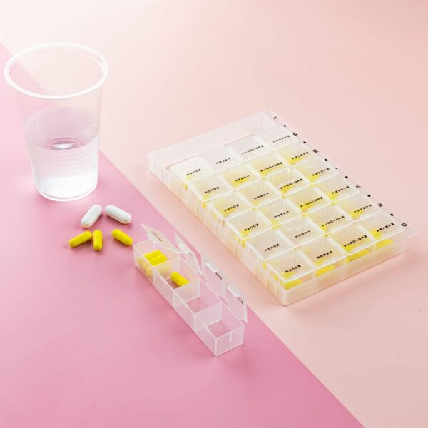 Pastillero Semanal Tomas Diarias Compartimentos Organizador de Medicamentos Caja de Pastillas Organizador de pastillas portátil 7 días (17x11x1,8cm) - Image 4