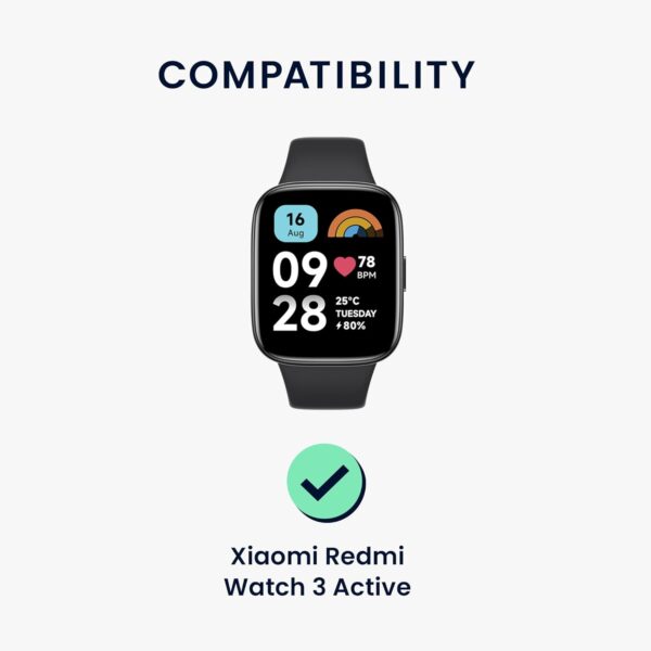 kwmobile Film Protector Compatible con Xiaomi Redmi Watch 3 Active Protector de Pantalla - 2X Protector Reloj Inteligente Antigolpes y antihuellas - Image 2
