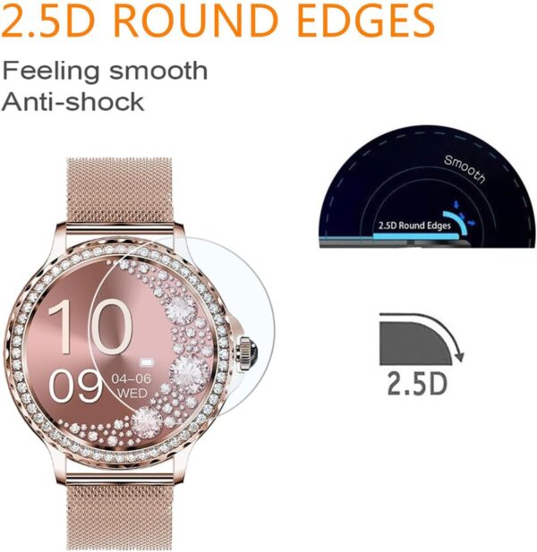 Frgnie Protector de pantalla compatible con reloj inteligente BOCLOUD NX19 para mujer de 1,3 pulgadas (3 unidades) de dureza 9H, protector de pantalla de vidrio templado compatible con reloj - Image 3