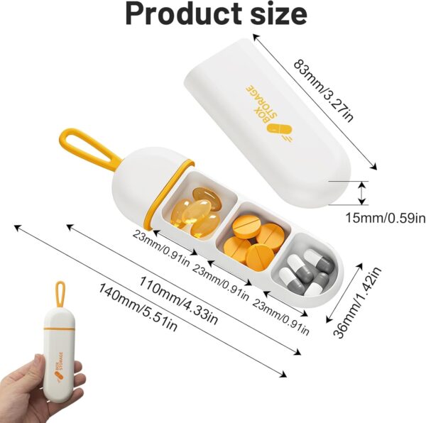 Pastillero Pequeño Portátil de Viaje con 3 Compartimentos, Caja Organizadora Medicamentos Extraíble con Gancho Silicona, Ideal Oficina, Viajes y Uso Diario, Resistente a la Humedad y Duradero - Image 6