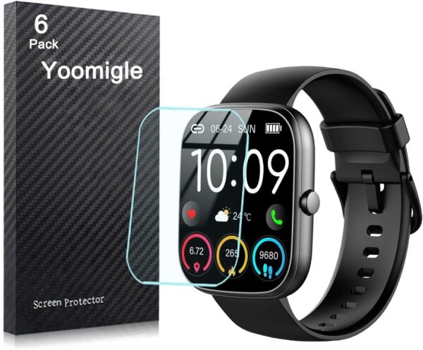Yoomigle Paquete de 6 protectores de pantalla compatibles con Uaue T60 de 1.91 pulgadas para reloj inteligente CASCHO T60 de 1.91 pulgadas, protectores de pantalla transparentes HD antiarañazos