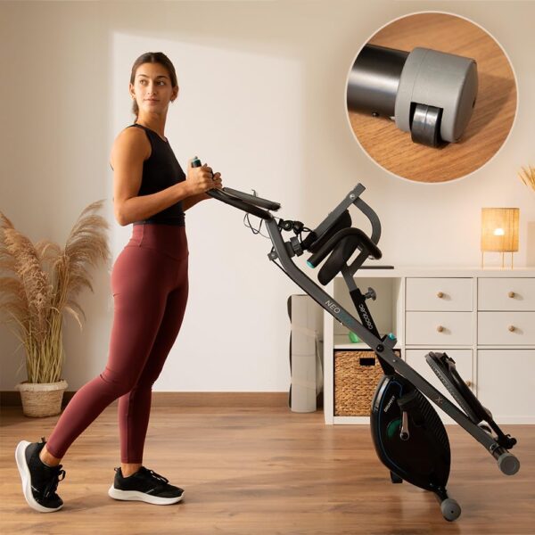 Cecotec Bicicleta Estática Plegable con Volante de Inercia X-Bike, Sistema Silence Fit, Con y Sin Respaldo, Manillar y Sillín Regulable, Pulsómetro, Pantalla LCD, Soporte dispositivos, Ruedas - Image 11