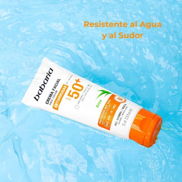 BABARIA - Crema Solar Facial 50+, 75 Ml | Protector Solar Facial 50 Anti-envejecimiento | Crema Solar hidratante | UVA-UVB-Infrarrojos | Indicada para Cara, Cuello y escote - Image 4