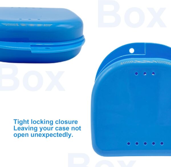 EUPSIIU 3 Piezas Caja Ortodoncia, Caja Dentadura, Caja de Dientes para Proteger Los Dientes con Agujeros de Ventilación, Caja Ferula, para Dentadura Postiza, Férula, Retenedor (Blanco, Azul, Rosa) - Image 4