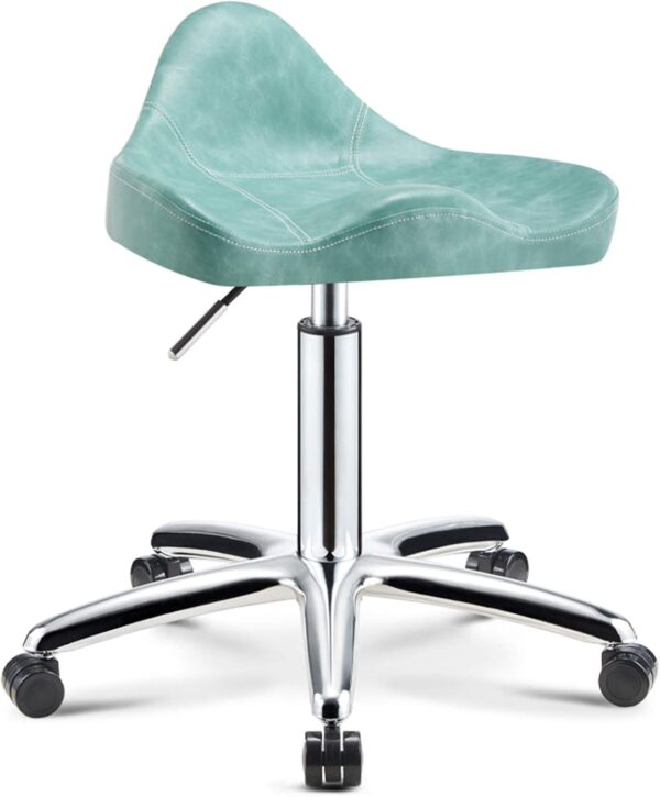 HIGOH Taburetes, Taburete de Silla Ergonómico, Equipo Profesional Pu Cuero de Cuero Grueso Sábado de Salón para Peluquería para Masaje Spa Salón Tatuaje de Tatuaje Dental Barra de Barra/Azul