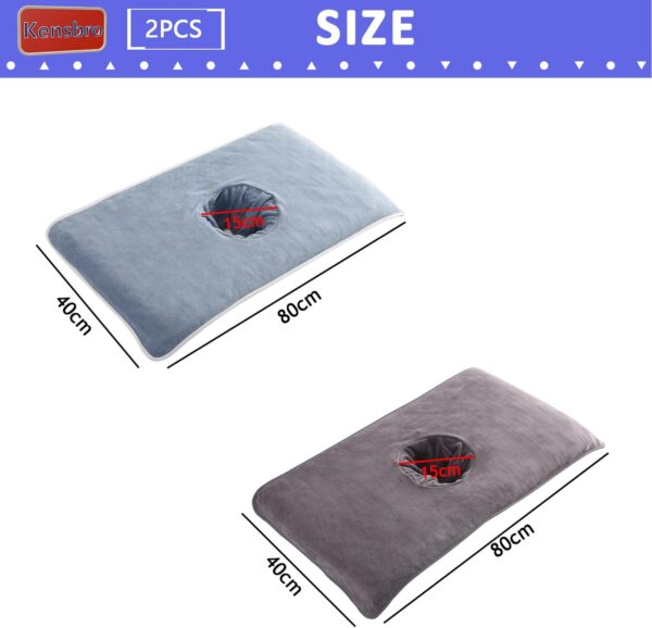 Camilla de masaje con orificio facial, 2 piezas de camilla de masaje para cama de belleza universal, funda de sofá, transpirable, suave, para spa, belleza y salón facial, 40 x 80 cm - Image 2