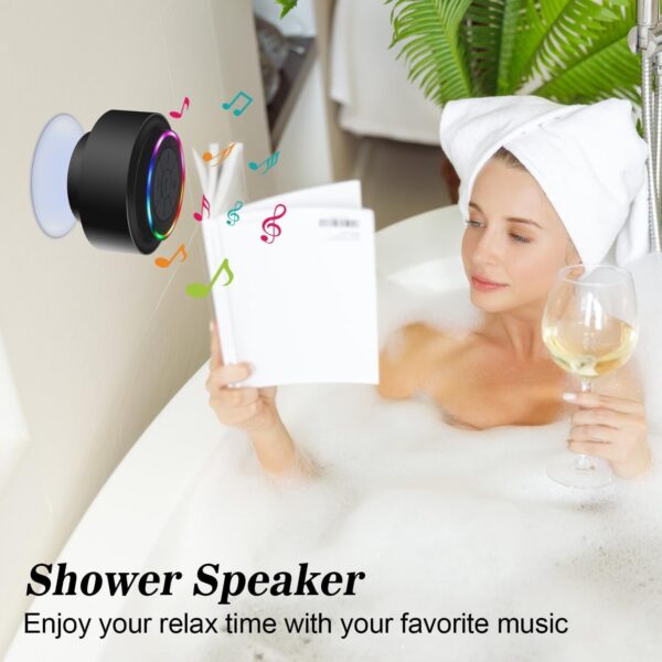 HAISSKY Altavoz Ducha Bluetooth, Impermeable Altavoz Inalámbrico Estéreo Pares para Todos Bluetooth Dispositivos Samsung iPhone,Manos Call Libres Altavoces Integrados para Hogar Fiesta Ducha Baño - Image 2