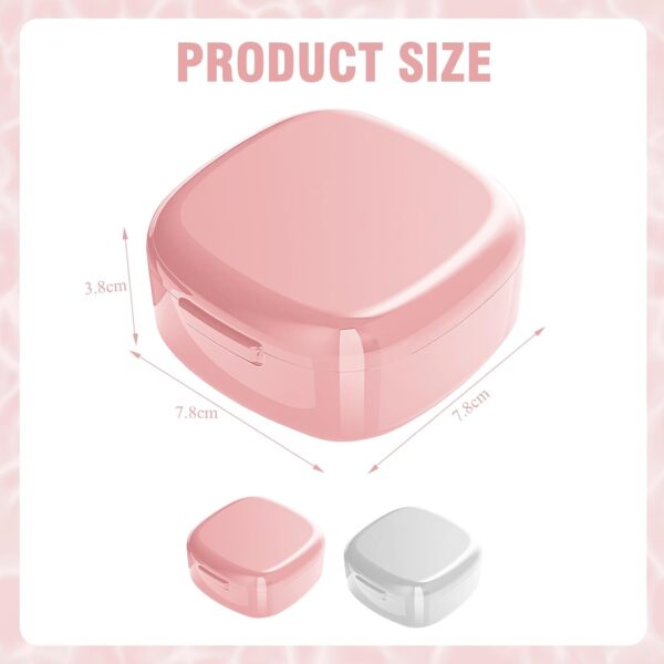 2 Piezas Caja Dentadura Postiza,Funda Aparato Dental Ortodoncia,Caja Portátil para Prótesis Dentales,para Almacenar Dentaduras Postizas (Rosa,Blanco) - Image 2