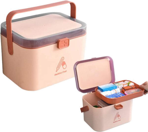 liuer Caja Medicamentos, Pequeño Caja Botiquín de Plástico con Asa,Botiquín de Primeros Auxilios,Almacenamiento de Botiquín Portátil,Organizador de Caja Médica,Caja de Botiquines Caseros