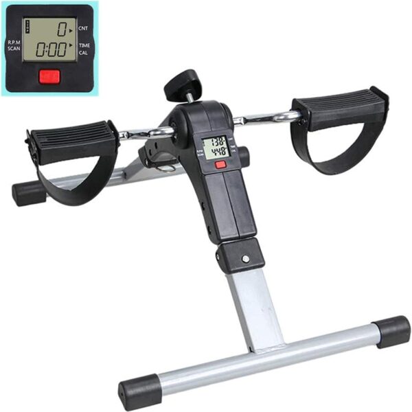 AMAZOM Ejercitador De Pedal Plegable para Debajo del Escritorio con Pantalla LCD, Mini Bicicleta Estática Magnética, Ejercitador De Recuperación con Resistencia Ajustable