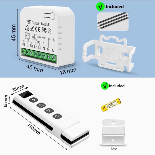 Tedeligo Interruptor De Persianas Por Radio, Receptor De Módulo De Relé Inalámbrico Con Rango De Control Remoto RF De Hasta 100M (3 receptores 1 transmisor) - Image 6