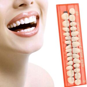Juego de 28 piezas de dientes falsos, modelo de dientes de resina, dentaduras postizas duraderas universales para accesorios de terror, modo de enseñanza de bricolaje