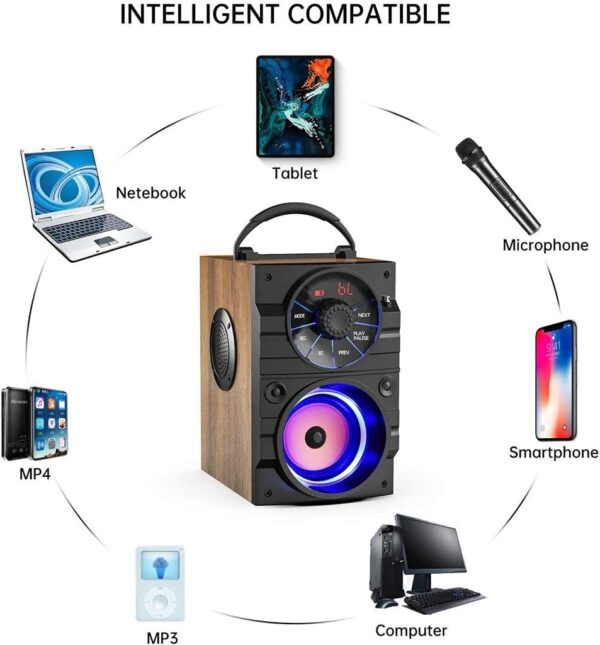 Altavoces portátiles Altavoces Bluetooth Portátiles, Altavoz Exterior Inalámbrico Subwoofer Heavy Bass, Admite Tarjeta TF de Radio FM con Control Remoto, Pantalla LCD, para El Teléfono de Fiesta En Ca - Image 5