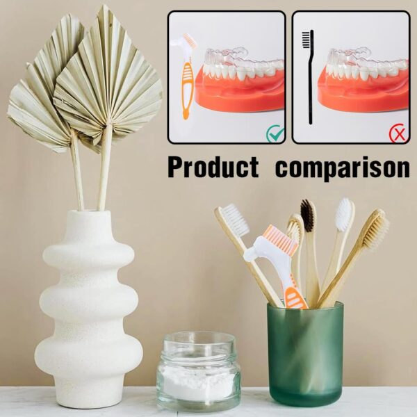 IBXWMNG Set de 4 cepillos limpiadores para ortodoncia con doble cara y punta de precisión，Ideal para limpiar dentaduras postizas, retenedores, prótesis dentales, férulas y alineadores - Image 5