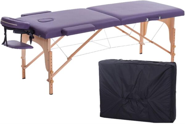 Cama de spa portátil para extensiones de pestañas y masajes, plegable, ajustable, ligera, incluye bolsa de transporte, 2 secciones, equipo profesional de salón de belleza