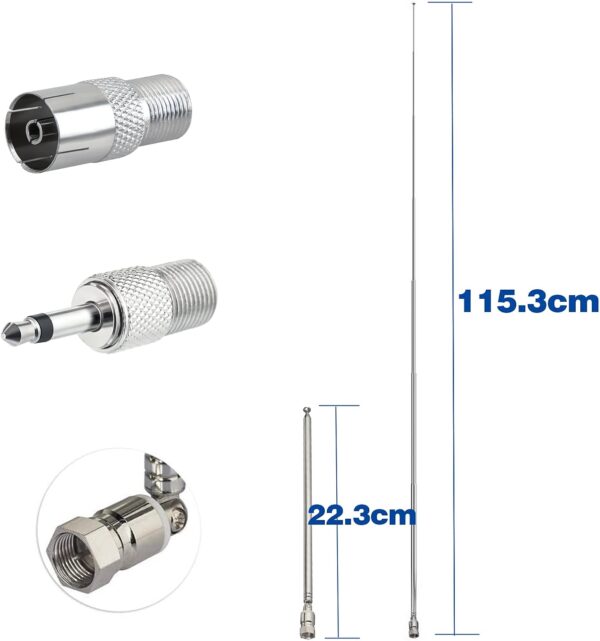 Bingfu Dab FM Radio Antena Receptor AV 75 Ohm Unbal F Macho Adaptador Antena Telescópica y 2 Adaptador 3 Kit para Tivoli Audio Modelo Audio Yamaha Denon Teac Pioneer Onkyo Marantz - Image 2