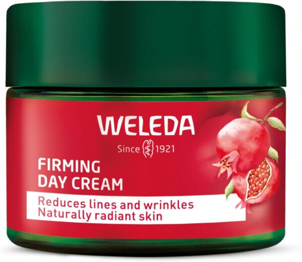 Weleda - Crema de Día Reafirmante de Granada, Reduce Líneas de Expresión y Arrugas, Reafirma, Ilumina y Protege de la Luz Azul, con Aceite de Granada y Péptidos de Maca, Tratamiento Natural - 40 ml