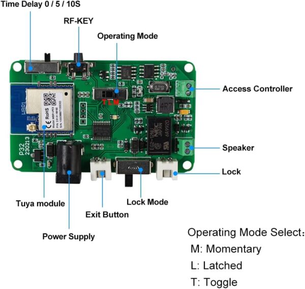 QTTYELOK Kit de Sistema de Control de Acceso WiFi Tuya Abrepuertas Inalámbricas, Desbloqueo Remoto Control App de Teléfono Inteligente (Kit Sin Cerradura) - Image 8