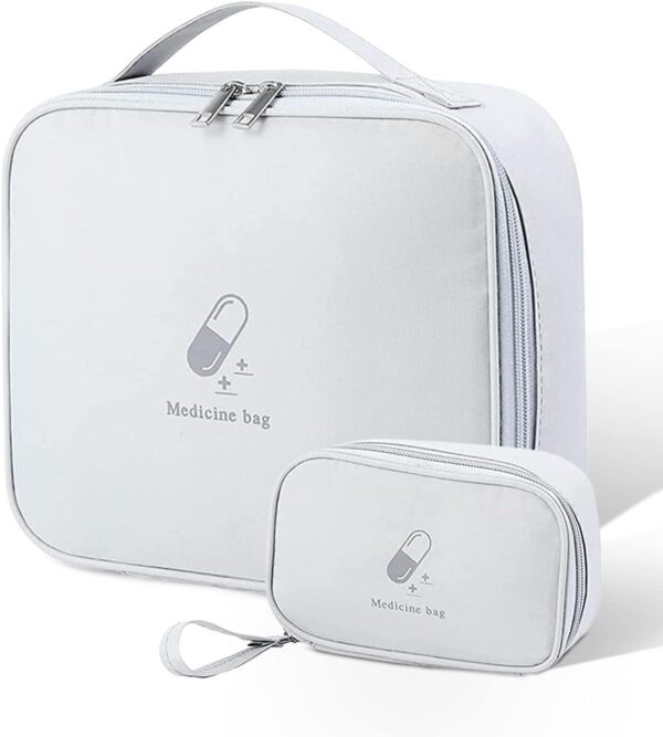 TZQFROCE 2 Piezas Bolsa Vacía de Médica Vacio Botiquín de Primeros Auxilios Bolsa de Medicamentos para Casa Deportes Trabajo Camping Senderismo Viaje - Gris