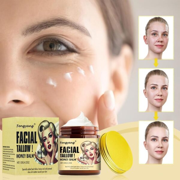 Fengyang® Beef Tallow Cream, Bálsamo De Sebo De Vacuno Y Miel, Crema De Sebo Para El Cuidado De La Piel, Hidratante Facial Con Sebo De Res Wrinkles Defense Para Mujeres - Image 3