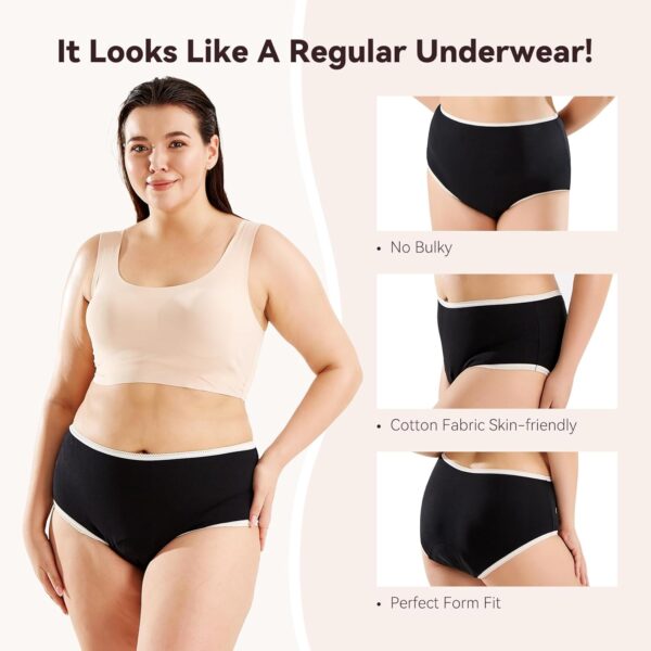 Carer Ropa Interior de Mujer para la Incontinencia, Slip para Mujer Lavable Algodón Adulto con Almohadilla Absorbente Diseñado para Mujeres con Incontinencia Leve Negro Talla S - Image 6