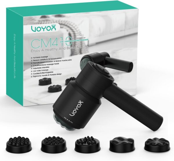 VOYOR-HEALTH Masajeador Anticelulitico, Eléctrico Juego de Masajeador Celulitis para Masaje de Cuerpo Completo, Masajeador de Relajación Muscular con 5 Cabezas Muti-Funcionales CM410, Negro