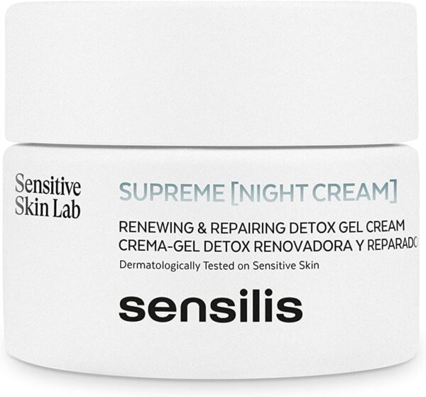 Sensilis Supreme Night Cream - De Noche Detox Renovadora Y Reparadora, Para Pieles Secas Y Normales - 50 Ml, Crema