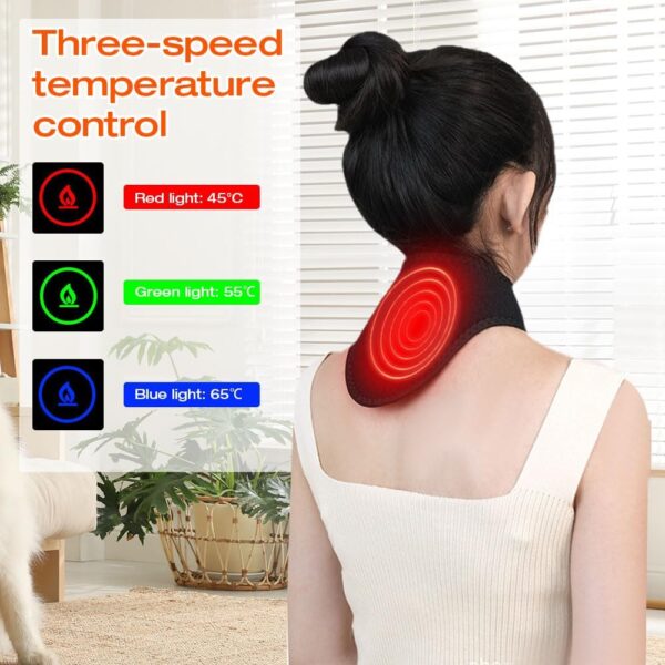 XPJBKC Almohadillas térmicas para aliviar el dolor de cuello y hombros, calentador de cuello con calefacción USB para dolor, almohadilla térmica de cuello con 3 niveles de calor y masaje, almohadilla - Image 3