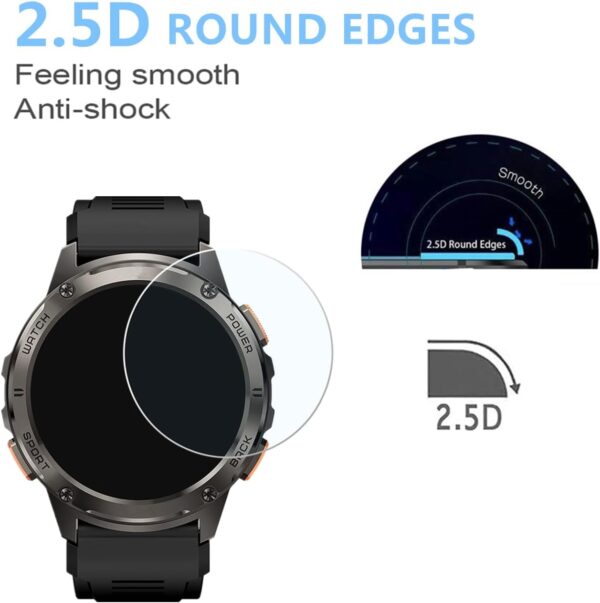 Frgnie Protector de pantalla compatible con reloj inteligente KOSPET Tank T3 (3 unidades) HD Antiarañazos, dureza 9H Protector de pantalla de vidrio templado - Image 4