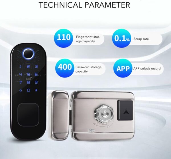 Cerradura Inteligente De Huellas Dactilares Cerraduras De Puerta De Entrada Sin Llave Cerradura De Combinación Inalámbrica Para El Hogar Con Aplicación Control Remoto Llaves De Repuesto Código De Tarj - Image 2