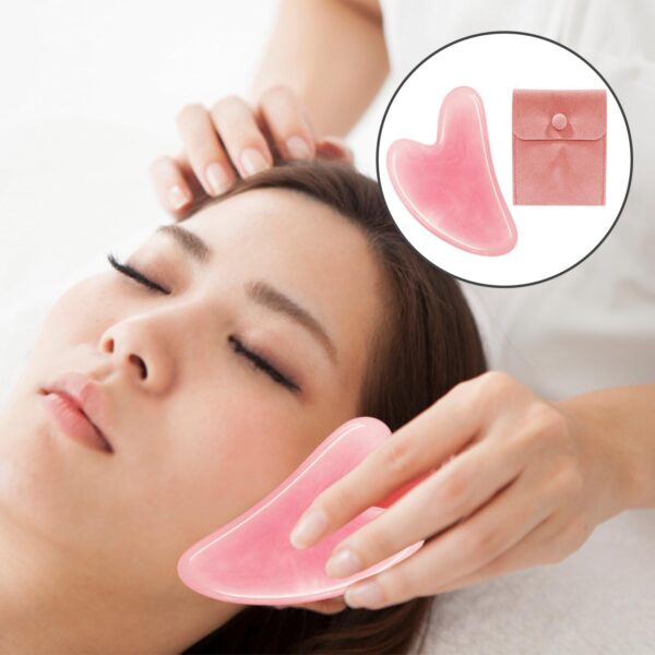 NyxSeat 1 piedra Gua Sha en forma de corazón y 1 bolsa de almacenamiento, masajeador de resina, herramienta de masaje, piedras de masaje facial para ojos, cuidado de la piel del cuello y relajación - Image 5