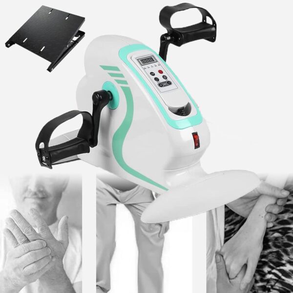 WPJQJWD Ejercitador De Pedal Eléctrico para Ancianos, Ejercitador Pedal Eléctrico Soporte Protector Pierna Bicicleta Eléctrica Motorizada Ejercicios Ancianos Mini Bicicleta Estática