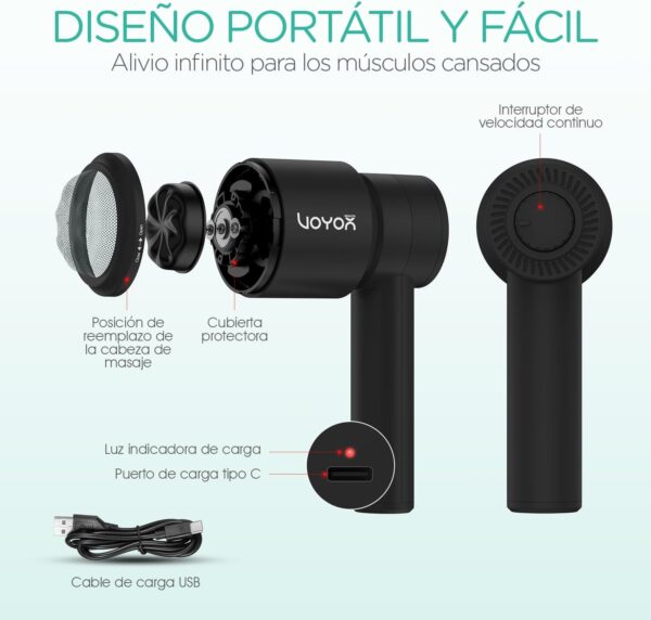 VOYOR-HEALTH Masajeador Anticelulitico, Eléctrico Juego de Masajeador Celulitis para Masaje de Cuerpo Completo, Masajeador de Relajación Muscular con 5 Cabezas Muti-Funcionales CM410, Negro - Image 6