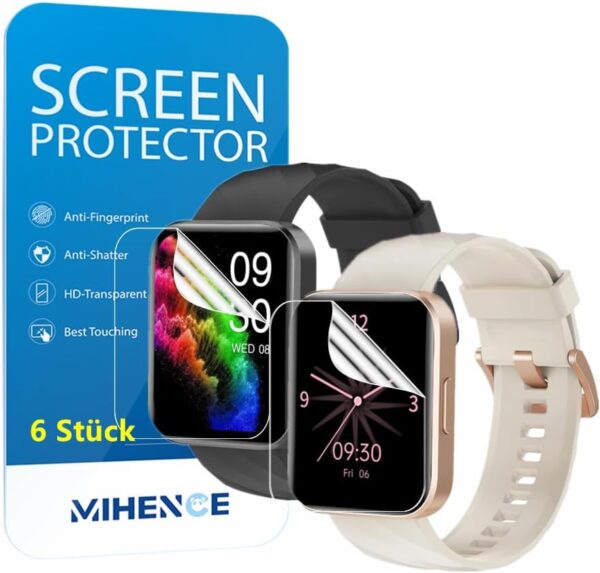 MIHENCE Protector de pantalla compatible con reloj inteligente RUIMEN D1 de 1,85 pulgadas, TPU HD, protector de pantalla [ 6 unidades]