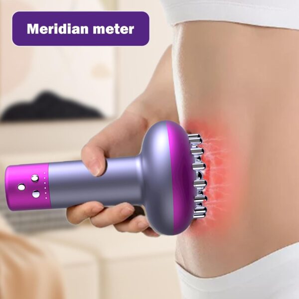 Cepillo de masaje meridiano,Cepillo meridiano de raspado eléctrico | Masajeador de mano con vibración y calentamiento de celulitis por microcorriente - Masajeador de celulitis con vibración y - Image 2