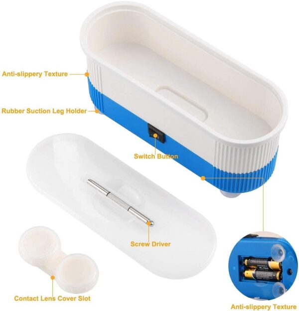 scosao Limpiador Ultrasónico de Joyas 48 kHz limpiador Ultrasonidos Portátil Ultrasonic Cleaner para Relojes, Pendientes, Dentaduras, Monedas, Gafas - Image 5