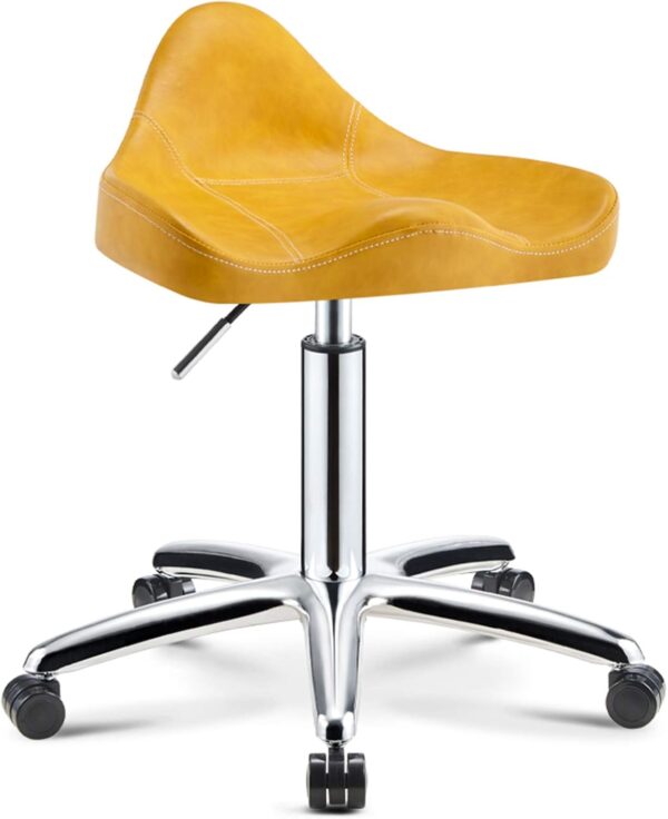 HIGOH Taburetes, Taburete de Silla Ergonómico, Equipo Profesional Pu Cuero de Cuero Grueso Sábado de Salón para Peluquería para Masaje Spa Salón Tatuaje de Tatuaje Dental Barra de Barra/Amarillo