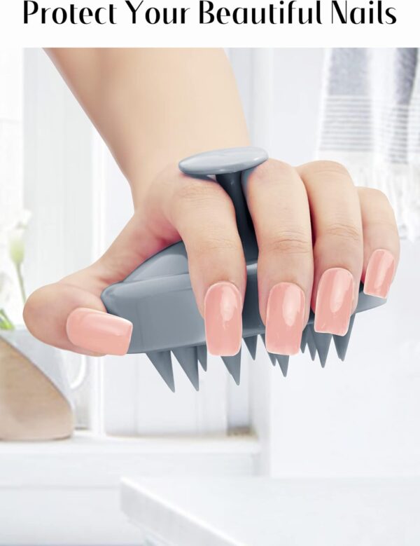 HEETA Masajeador Cuero Cabelludo para Cabello Mojado y Seco Cepillo de Masaje Suave para el Cuero Cabelludo, Cepillo para Champú con Cabezal de Silicona Suave para Exfoliación- Gris Cielo - Image 4